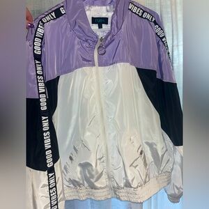 Rue+ Purple, White & Black Colorblock Full-zip Windbreaker Jacket